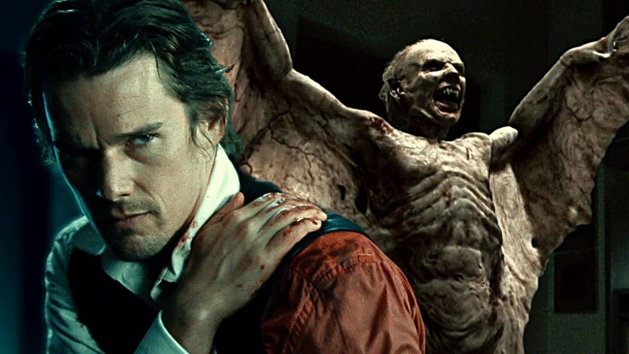 Banner e poster oficial de "2019: O Ano da Extinção" (ou "Daybreakers") o filme de terror com vampiros de Ethan Hawke, Willem Dafoe e Sam Neil disponível no Star+